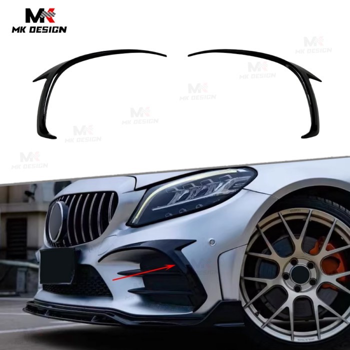 VTEN Style PP Front Bumper Splitters Side Canards Trim for Mercedes Benz C-Class W205 C205 C260 C30