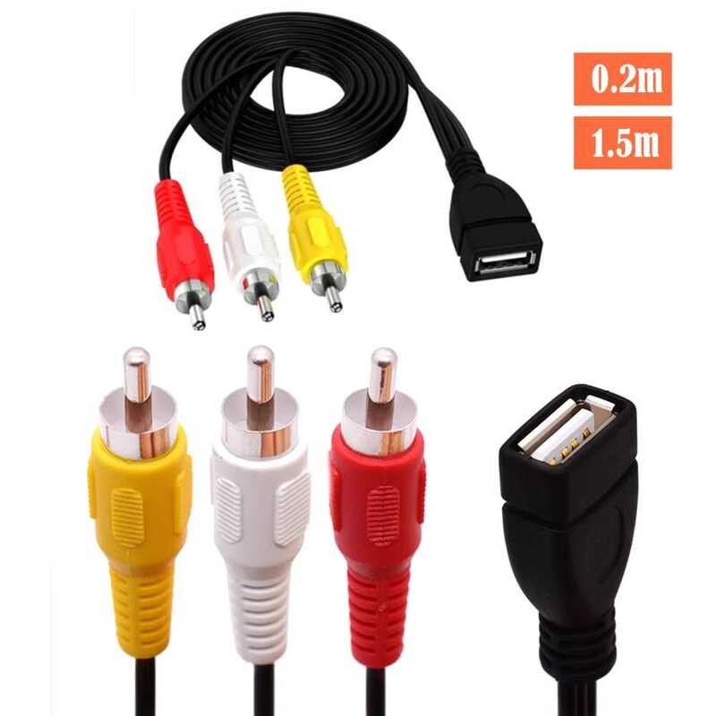 Usb usb A Female/Male to 3rca สาย usb to Three Lotus av สาย USB to AV Audio ชุด Top Box สาย wangh3