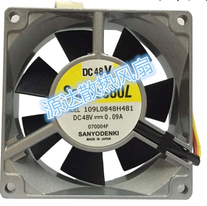 Sanyo Sanyo 8025 DC48V 0.09A พัดลมระบายความร้อน DC 109L0848H481 80 * 80 * 25 มม.