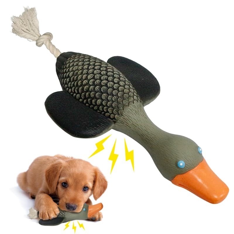 Goose Squeaky ของเล่นสุนัขหางเชือกน้ํายางธรรมชาติปลอดภัย Chew Interactive Play สําหรับสุนัขพันธุ์เล็กขนาดกลาง Corgi Beagle Poodle​