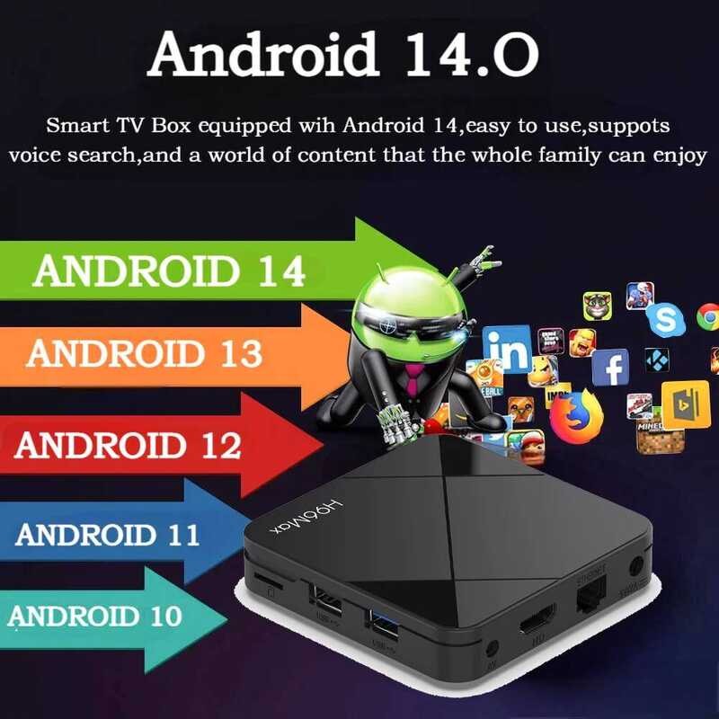 ▥ H96 MAX Pro Android Boxทีวีandroid 14.0 Rk3518 4Kพร้อมwifi 6 3D Google Assistant Netflix Yout