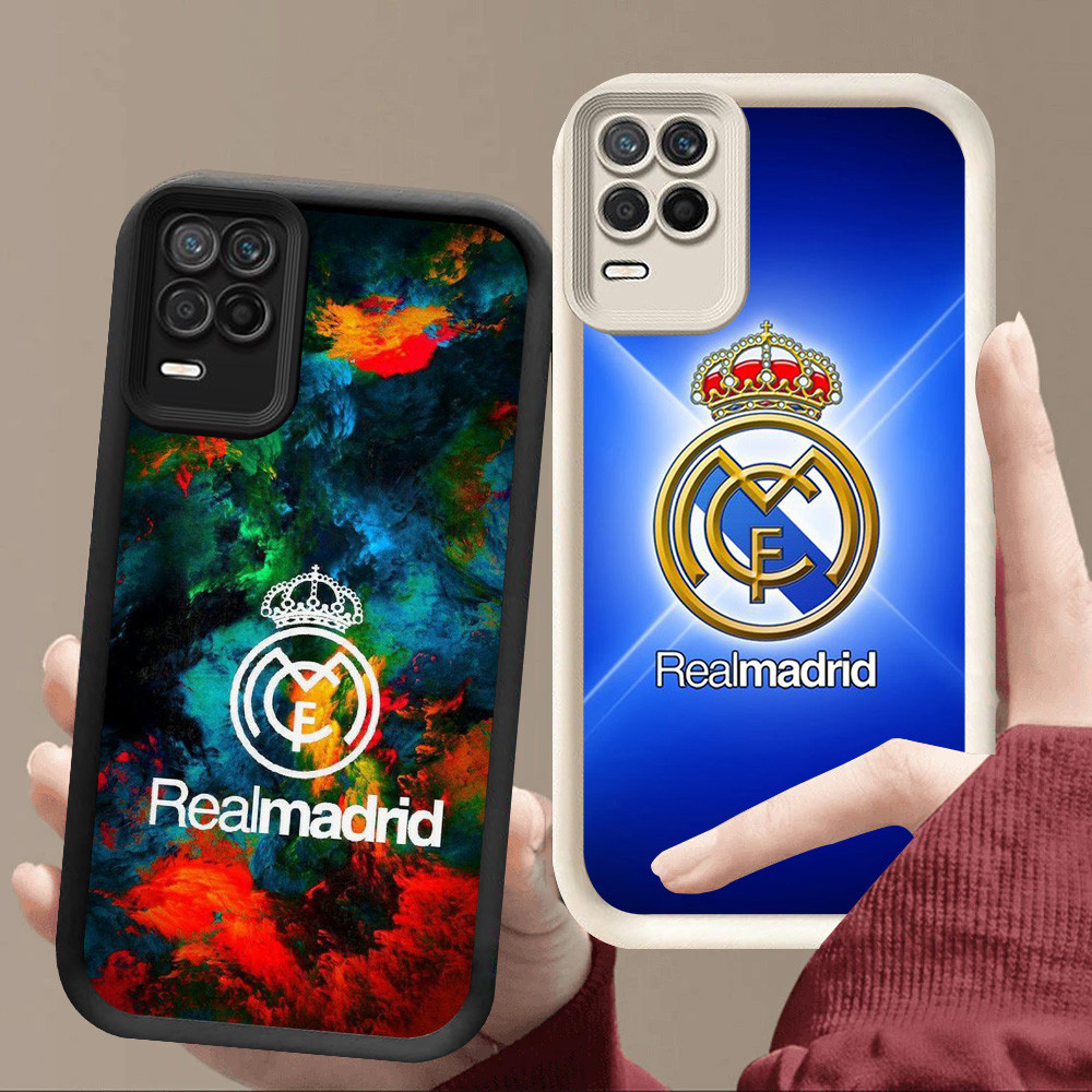 R80 Real-Madrid Casing สําหรับ Realme 8S 8 Pro OPPO A54 5G สีดําและสีขาว