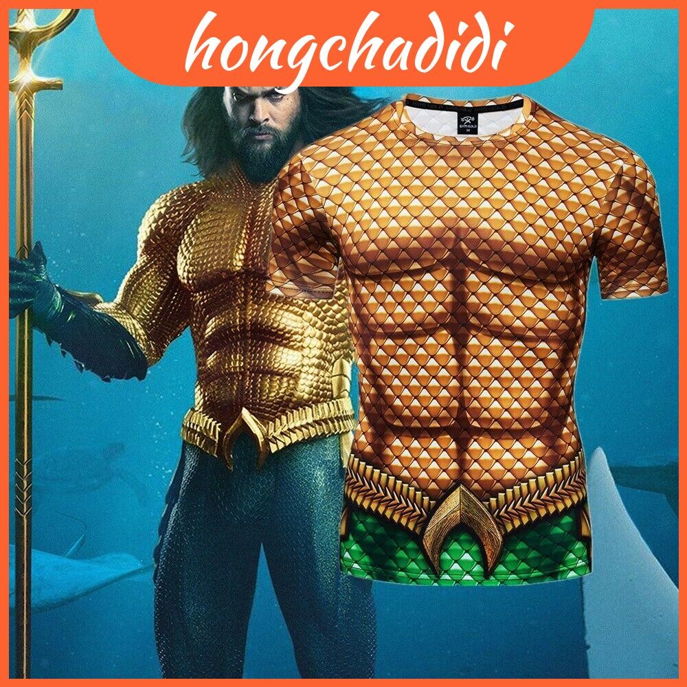Aquaman 3d Sleeve Print Mens T-shirt With Flat Lock For Stitching Comfort**