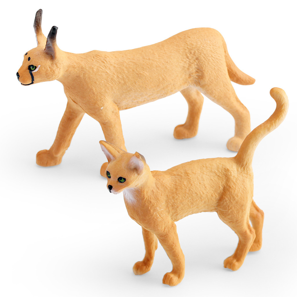 สัตว์ Pvc Wildlife รุ่นแม่ Caracal Cat และ Abyssian ของเล่นเด็กตกแต่งการเรียนรู้ธรรมชาติและ