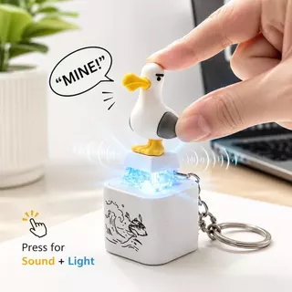 🚚ผู้ขายท้องถิ่น🚚3PCS ตลก Seagull Mine พวงกุญแจเสียง Type-C ชาร์จความเครียดบรรเทาเรืองแสงของเล่นน่ารักกระเป๋าจี้เดสก์ท็อปตกแต่งของขวัญแปลกใหม่