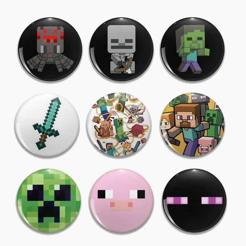 58 มม.เกม MC Wolf Ocelot หมู Ghast Pin เข็มกลัดสําหรับกระเป๋าเสื้อผ้า Enderman Creeper เข็มกลัด Badg