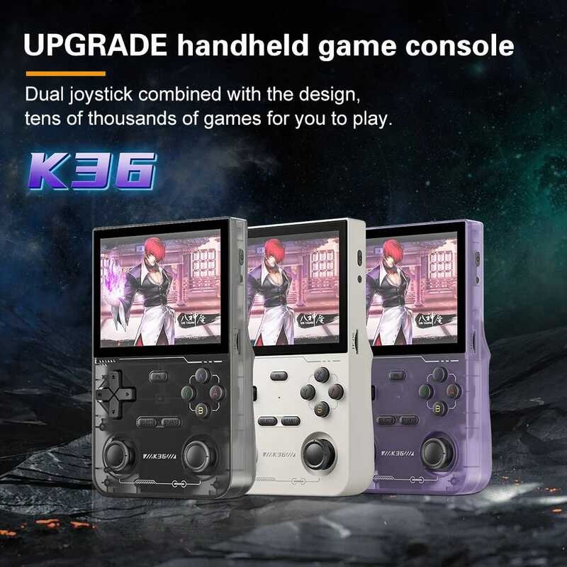 ▥ คอนโซลเกม K36 Rk3326-ux OS รองรับ3.5นิ้วหน้าจอ640*480 IPS 64Gb บัตร TF ชาร์จได้ L1-Battery