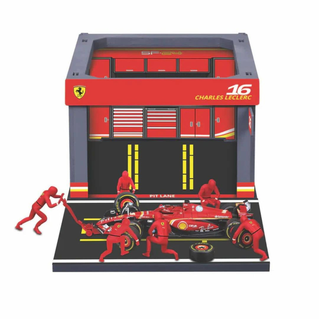 Bburago Bburago 1/43 Ferrari SF24 ชุดพื้นที่ซ่อม Leclair