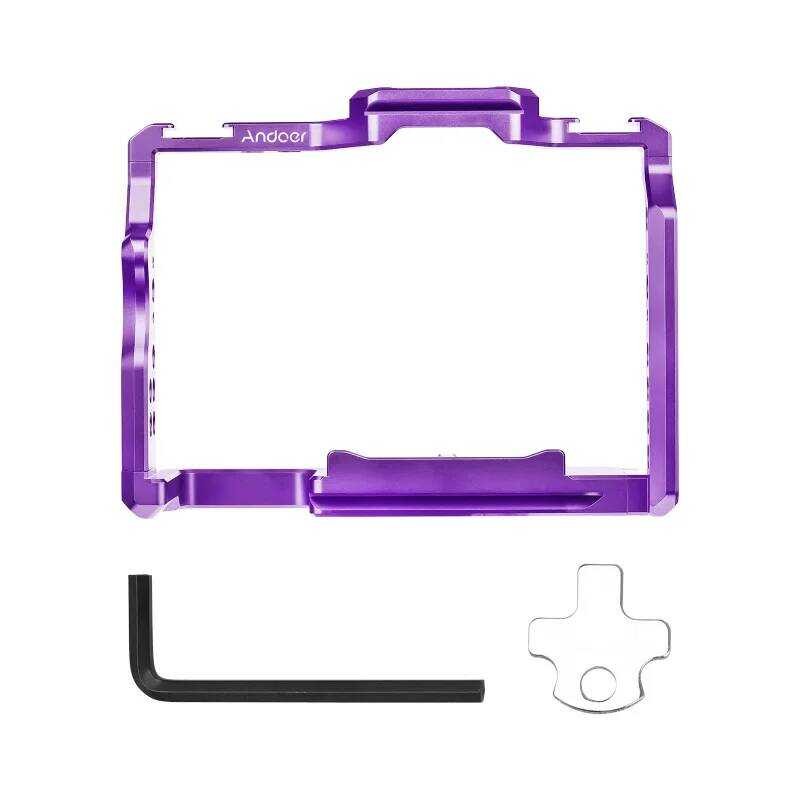 C Andoer Camera Cage Aluminum Alloy Cage Cold Shoe Mounts 1/4 Inch Threads For Sony A7iv/ A7iii/ A7