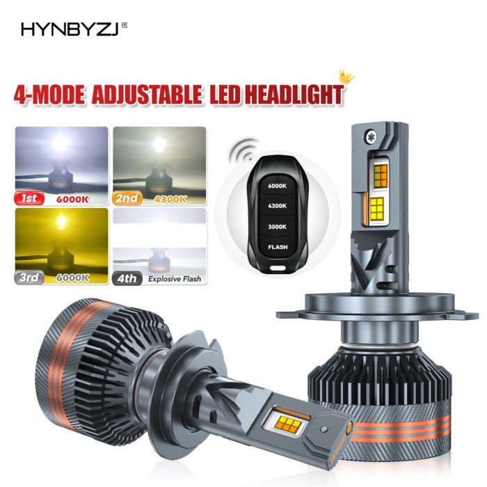 2pcs  High Power LED Tri-Color LED Headlights with Remote H1 H11 9005 9006 H7 LED Blud H4 Canbus &