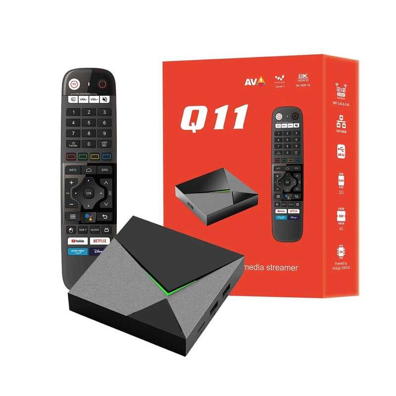 ▥ ใหม่กล่องทีวีแอนดรอยด์11 Q11 S905x4 Amlogic Quad-Core 4Gb 32Gb 2.4G/5G Av1 Bt4.2 Wifi กล่องสม