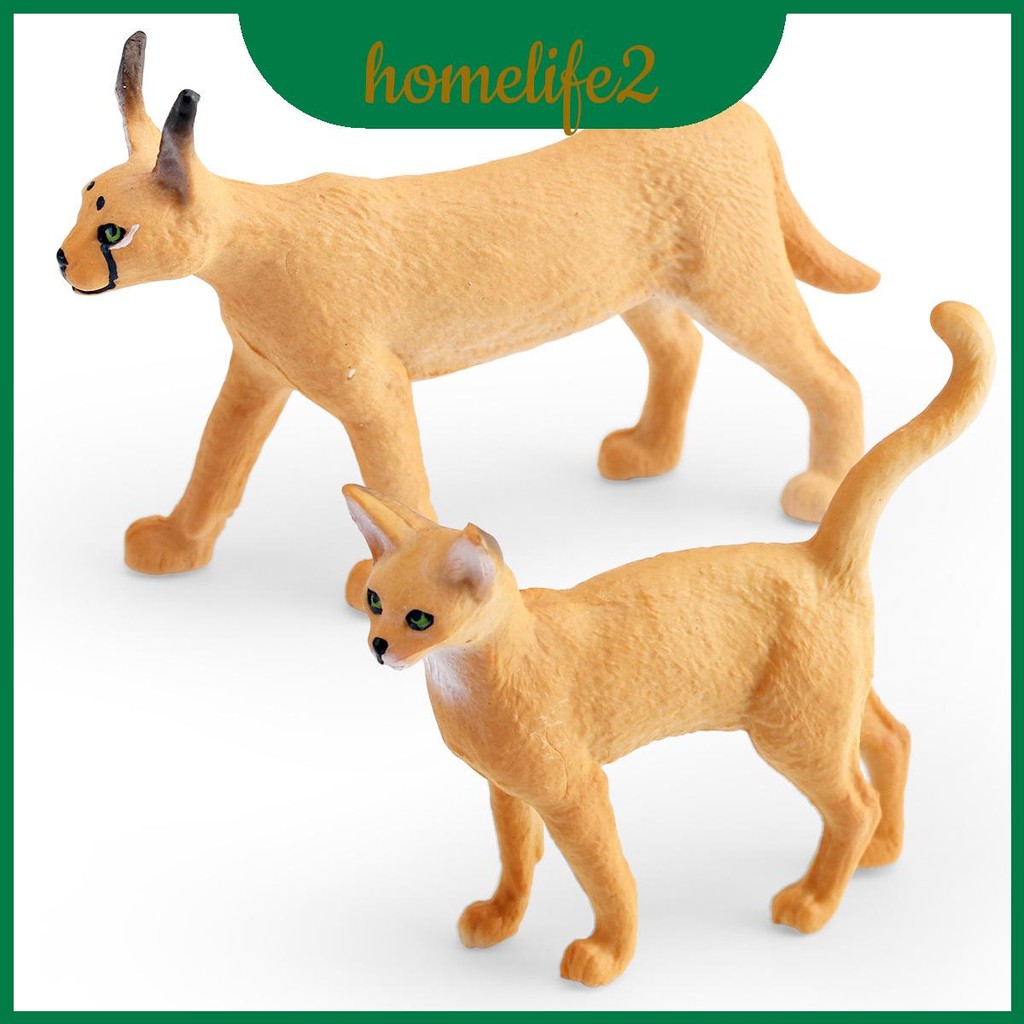 Wildlife สัตว์เด็กแม่ Caracal Cat และ Abyssian Pvc ของเล่นเพื่อการศึกษาเล่นและตกแต่งบ้าน