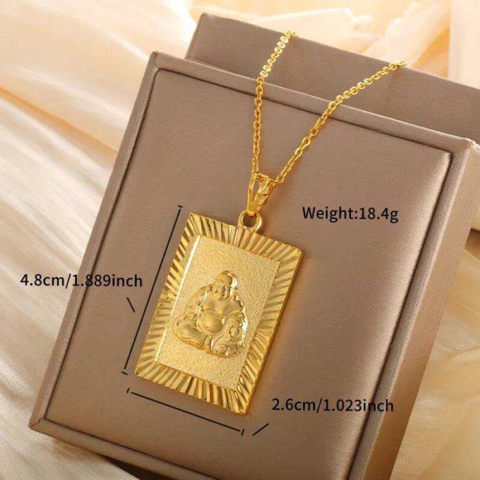9999 Luxury 24K Pure Gold Real Gold Maitreya Square Pendant Pendant Men's Pendant Necklace 5A533