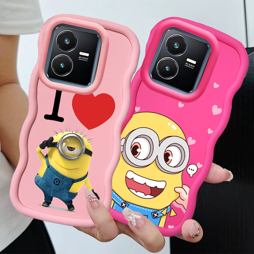 MERAH KL37 minions สําหรับ VIVO Y28S Y22 Y28 Y22s Y35 2024 5G กรณีสีชมพู