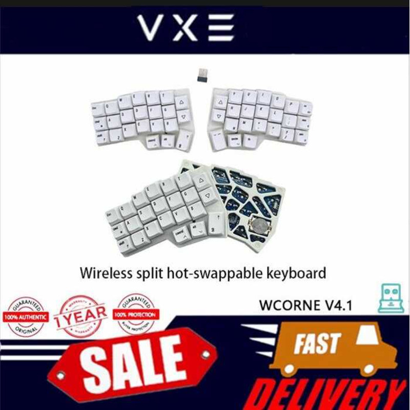❤ WCORNE V4.1 Wireless Keyboard 2.4G Ergonomic Split Custom DIY Hot-Swappable VIAL