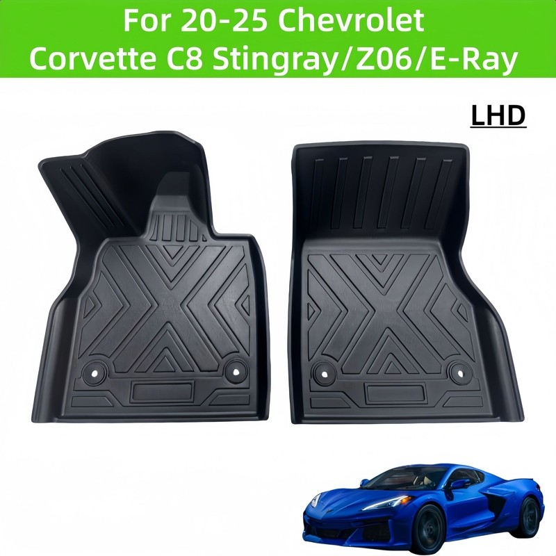 สําหรับ 20-25 Corvette C8 Stingray/Z06/E-Ray TPE พรมปูพื้นรถยนต์