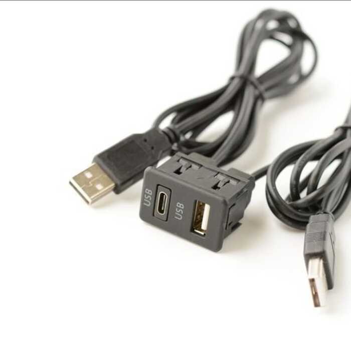 รถ Universal Modified type-c + aux ที่นั่ง Dual USB AUX Extension USB + 2RCA สวิตช์ที่นั่ง