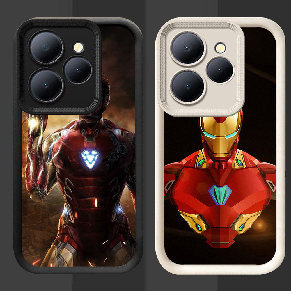 R69 Iron Man Casing สําหรับ Infinix HOT 30I 40i Smart 8 9 30 40 Play Pro สีดําและสีขาว