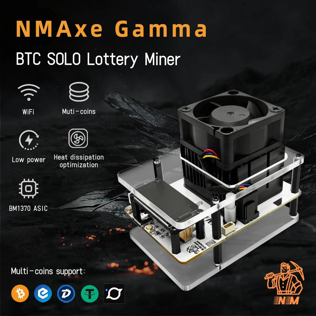 NerdMiner NMAxe Gamma BTC Miner Chip Opens Solo Bitcoin BM1370 BTC SOLO Lottery Miner 1.2TH/s พร้อมร