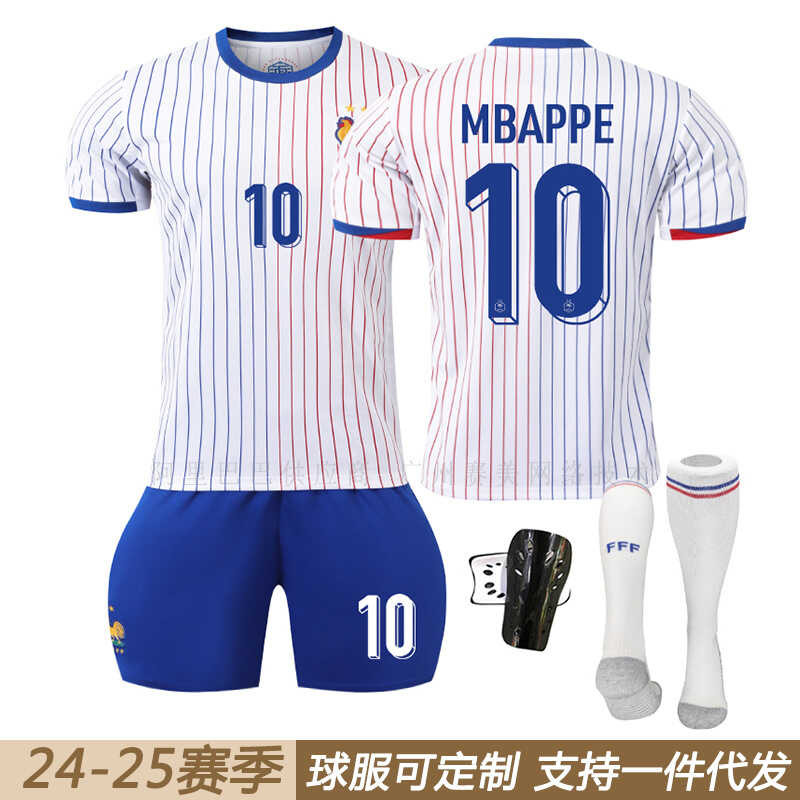 เสื้อฟุตบอลทีมเยือนฝรั่งเศสหมายเลข 10 Kylian Mbappé ปี 2024