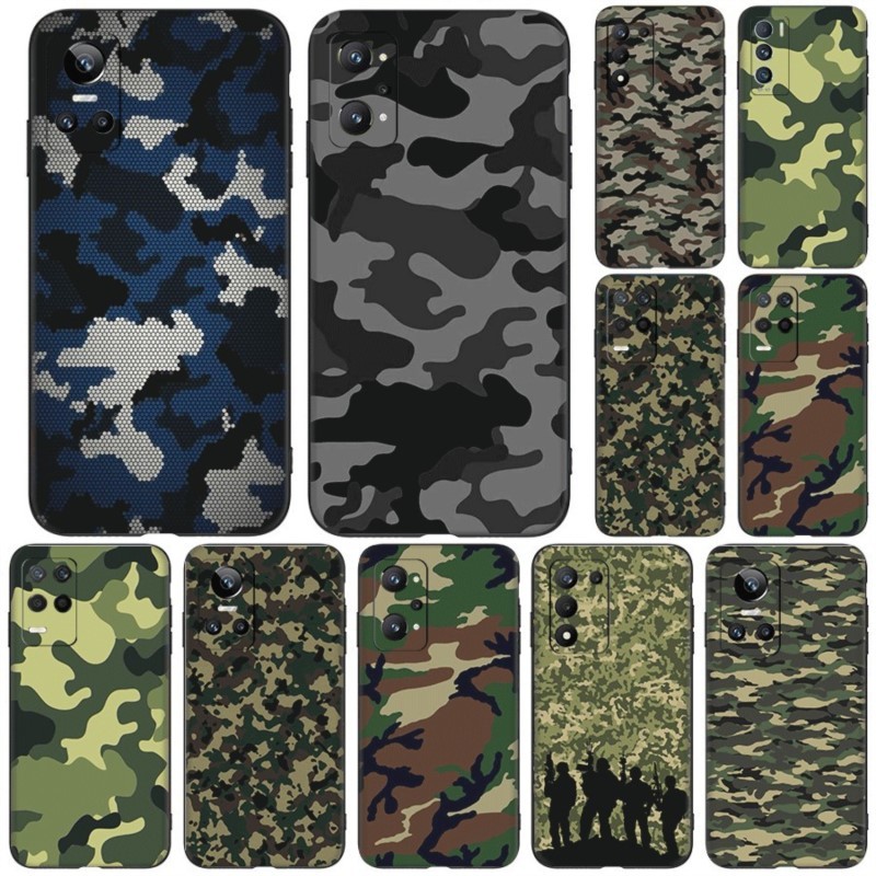 F68 พิมพ์พรางออกแบบสําหรับ Realme Narzo 50a GT neo 3 GT2 pro X Lite TPU Spot พลาสติกสีดํานุ่มกรณี