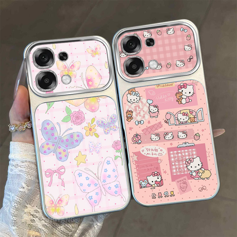 สําหรับ OPPO A6 Pro 4G A6 Pro 5G หน้าต่างขนาดใหญ่ Matte ขั้นสูงเคสโทรศัพท์ความงามผีเสื้อที่มีสีสันและแมวน่ารักรูปแบบออกแบบใหม่ ‌