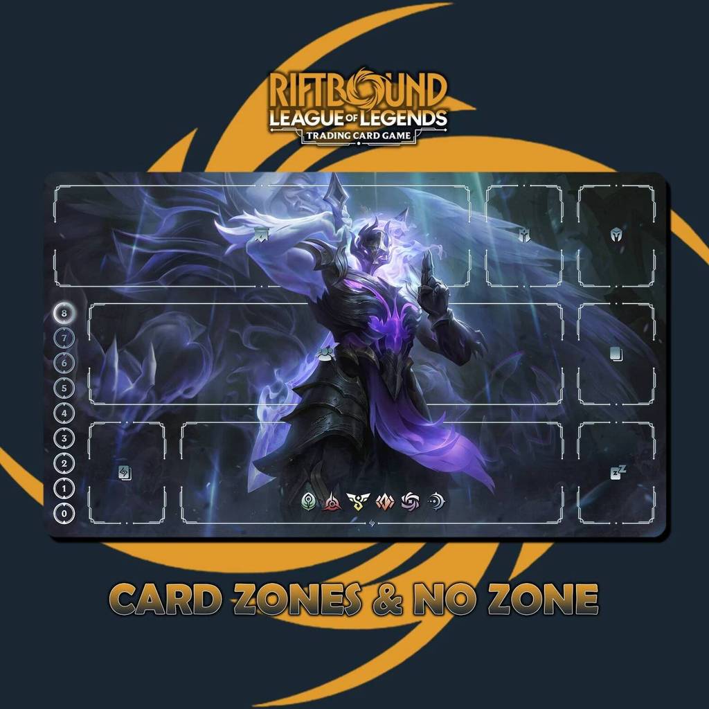 Shen Ashen Guardian Playmat Riftbound TCG LOL เย็บขอบ Magic Card Battle Gaming Mousepad