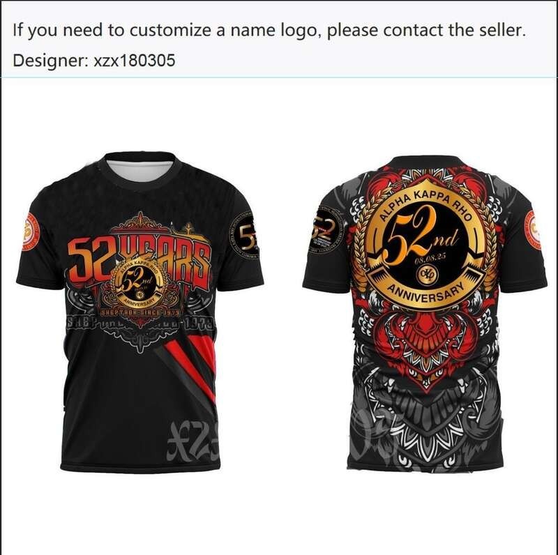 Cool Black ตาม Alpha Kappa Rho 52nd Anniversary 3D Sublimation Custom T - เสื้อ: สมบัติแฟชั่นพร้อม I