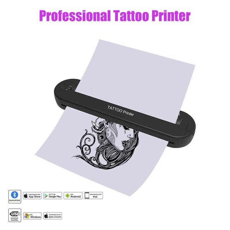 เครื่องถ่ายเทลายสัก, มืออาชีพ Ats886 A4, เวอร์ชันใหม่, ไร้สาย, พิมพ์บลูทูธ, เหมาะสำหรับการพิมพ์เครื่