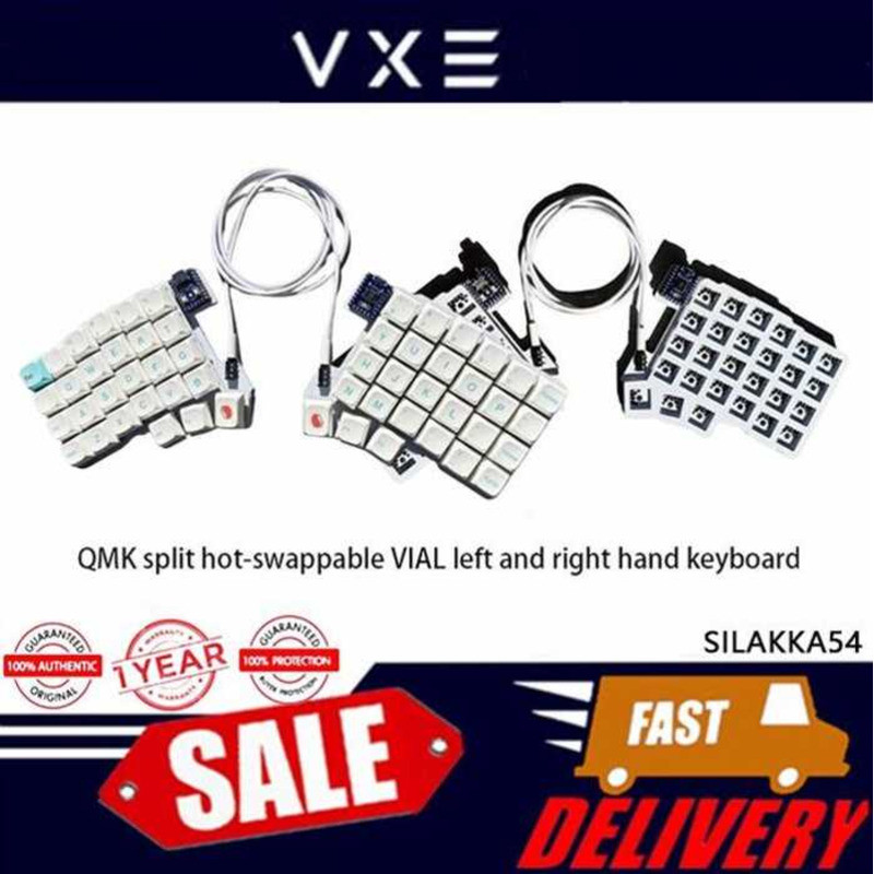 ❤ Silakka54 Split Two-Handed Ergonomic Q Split Hot-Swappable VIAL Left And Right Hand Keyboard