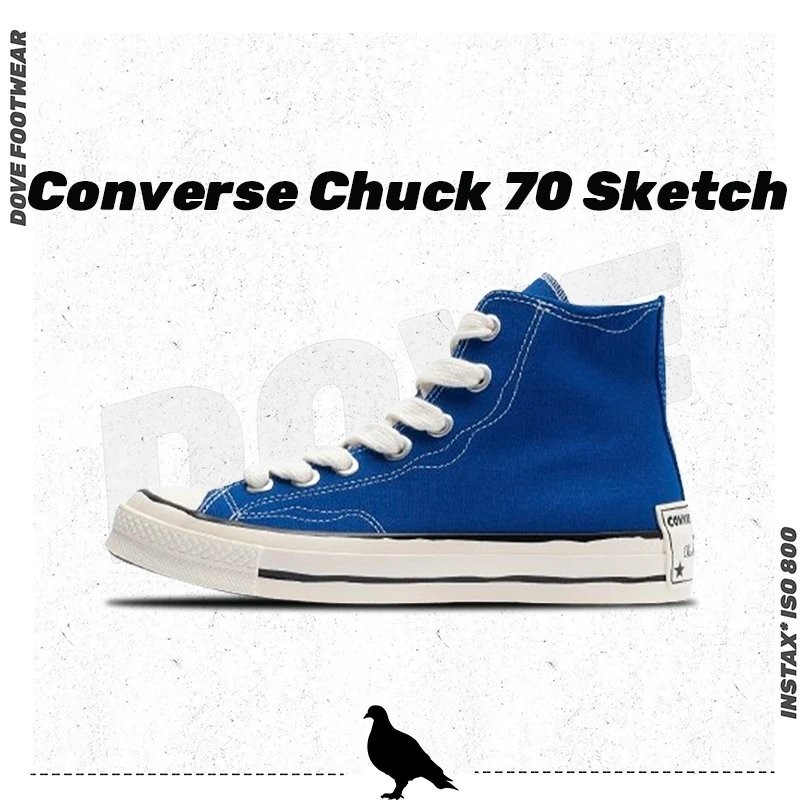♞,♘Converse Chuck 70 Sketch สินค้าใหม่ Klein Blue Star สไตล์เดียวกันคลาสสิก All-Match สไตล์ฮ่องกง N