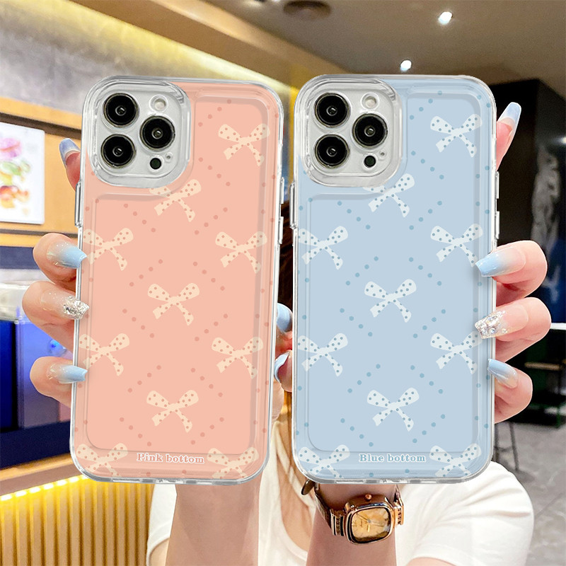 Ins แฟชั่นสีชมพูสีฟ้า Polka Dot Bows Space สําหรับ Infinix X6511 X6511E X6823 X680B X657B X665 X665B