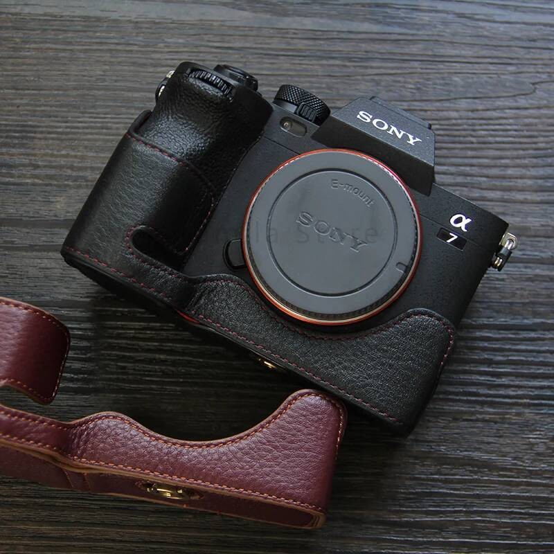ของแท้หนัง cowhide กระเป๋ากล่องสําหรับ Sony A1 A7S3 A7S III A7 Mark IV A7M4 A7R5 กล้องแขนป้องกันฐาน 