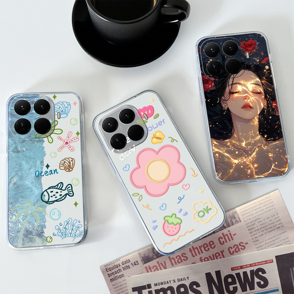 น่ารักสําหรับ Xiaomi 15 T 15 TPro ปลอกสาวหวานดอกไม้ซิลิโคน TPU ใสกระเป๋าโทรศัพท์สําหรับ 15 T Pro ปกหลังสําหรับ Xiaomi15t Pro กรณี Capa กันชน