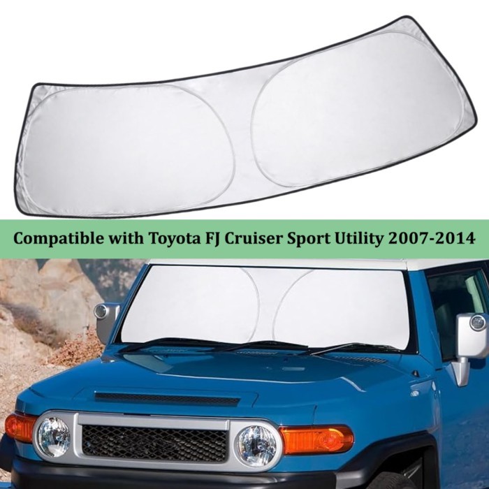 Folding Sunshade Protector Dual-Layer Sunshade Custom For Toyota FJ Cruiser Sport Utility 2007-2014