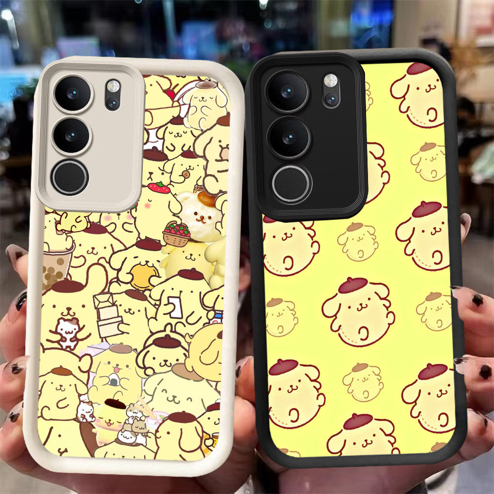 XI37 Pompompurin Casing สําหรับ VIVO Y19S Y300 T4 V50 Y29 Pro Plus Lite สีดําสีขาว