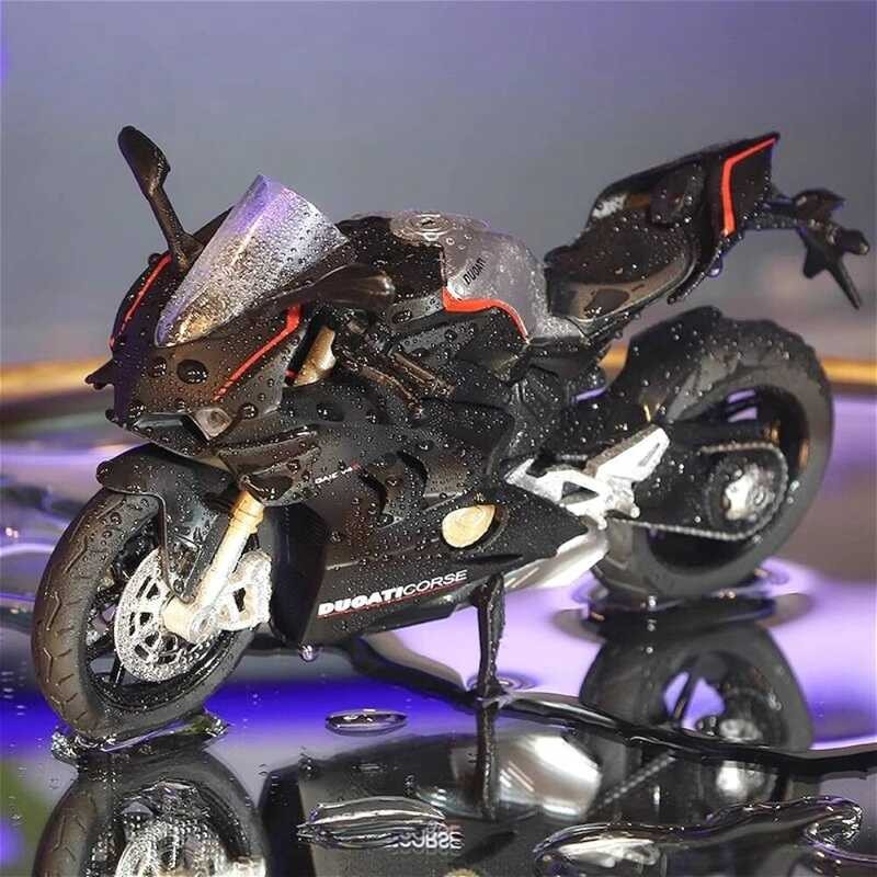 C 1:12 V4s Panigale Diavel Alloy Diecast Motorcycle Model Metal Vehicle Sound Light Birthday Gift F
