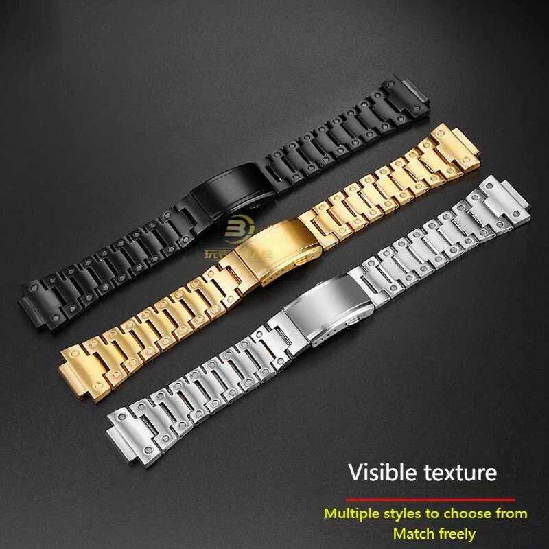 C 16Mm Sier Gold Stainless Steel Strap For Gbm-2100 Gm2100 GM 2100 Gm-2100 Metal Stainless Steel Wa