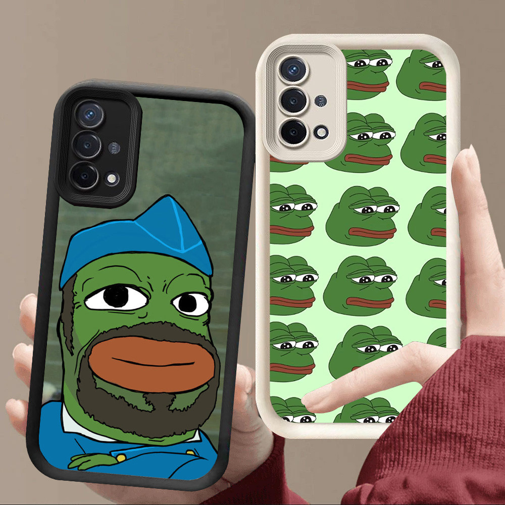 R91 Frog meme pepely Casing สําหรับ OPPO A16K Reno 4 Lite A16E F17 Pro 4F A93 สีดําและสีขาว
