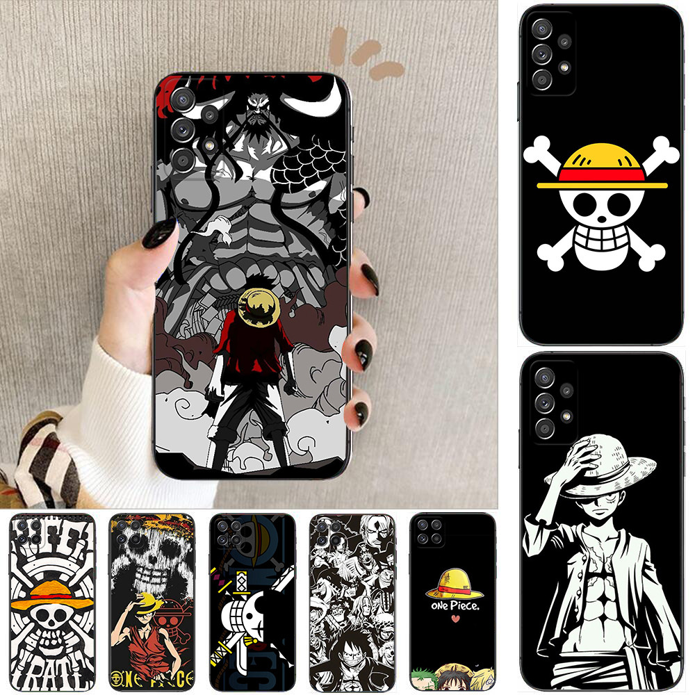 Samsung A22 A55 A56 J4 J6 J8 2018 J4 J5 J6 J7 Prime Plus Core X5 อะนิเมะLuffyนุ่มสีดําเคสโทรศัพท์