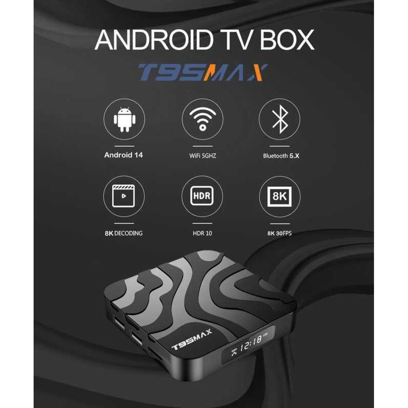 ▥ T95max Android 8K Fastสมาร์ททีวีกล่อง2gb 16Gb Allwinner H618 Quad Core Set Top Boxเหมาะสําหรั