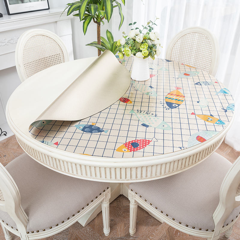 ร้อน! Pvc Round Table Cushion Round Table Cloth Waterproof Oil-proof Anti-scalding Household Round T