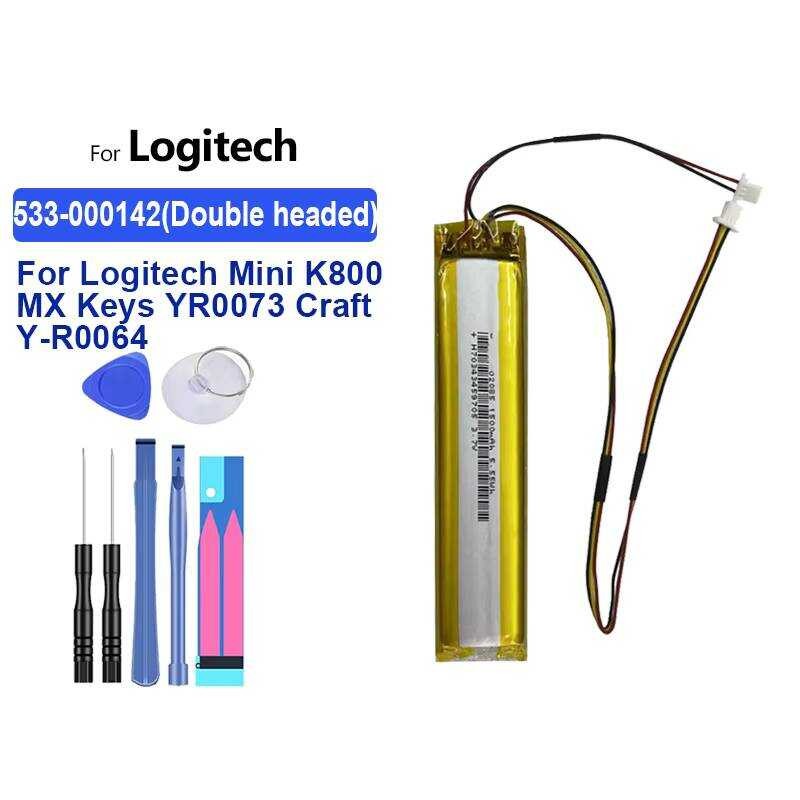 Battery 533-000142(2 contact head) 0 For Logitech MX Keys YR0073 Mini K800 Craft Y-R0064 533-000177
