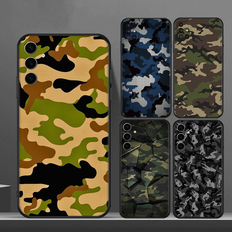 SAMSUNG Y-11ลายพรางสําหรับSamsung S6 S7 Edge S8 S9 Plus S10 S10Eเคสโทรศัพท์TPUซิลิโคนสีดํากันกระแทกS