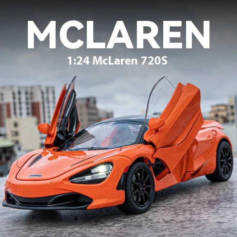 C 1/24 Mclaren 720S Alloy Model Die-Cast Metal Sports Car Model Simulation Sound And Light Collecti