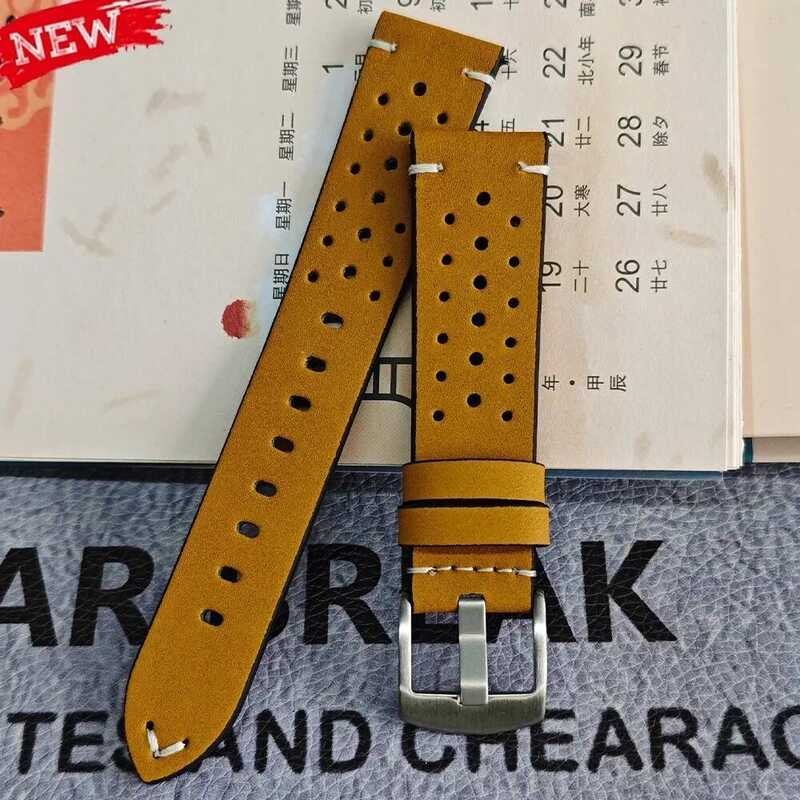 C 20Mm Leather Strap For Galaxy Watch 7/6/5/4 40 44Mm Gear Band 22Mm Vintage Bracelet For Huawei Wa