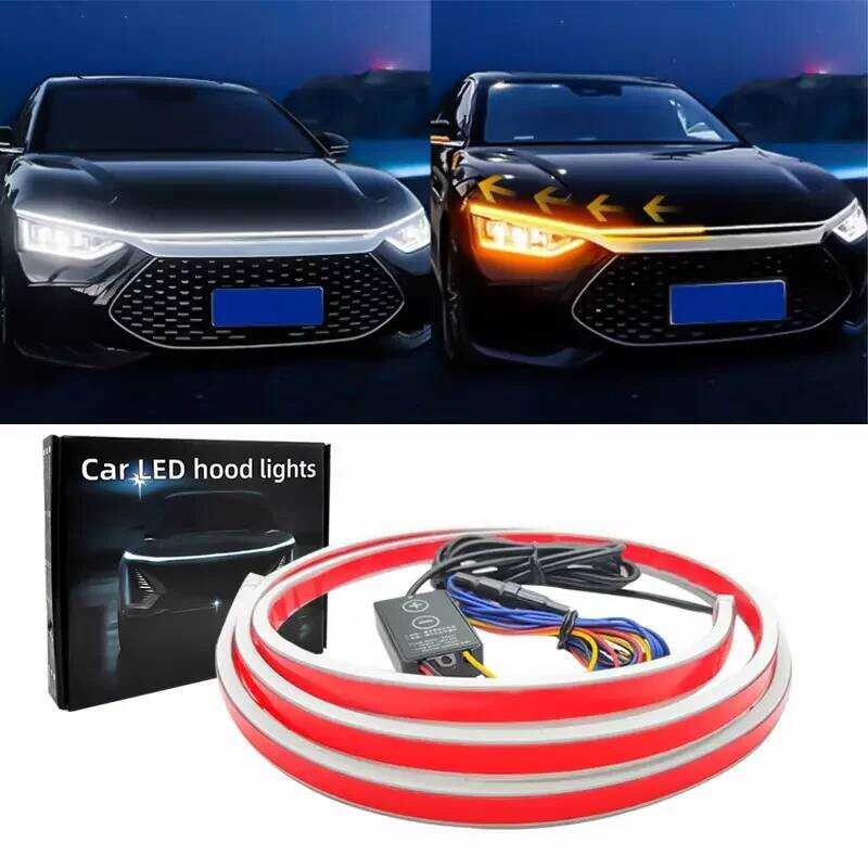 C 180Cm LED Car Hood Lights Strip Engine Hood Light DRL LED Daytime Running Light Strip Flexible Wa