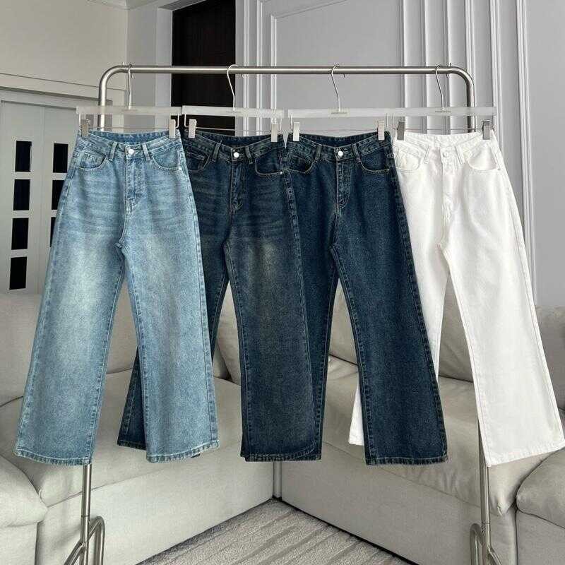 Ptj32198 Lemmi Semi-Flared กางเกงยีนส์เอวสูงทรงขาม้าโพนี่ผ้าไม่ยืดปัก PROMTHONG (ความยาว39) Fc0