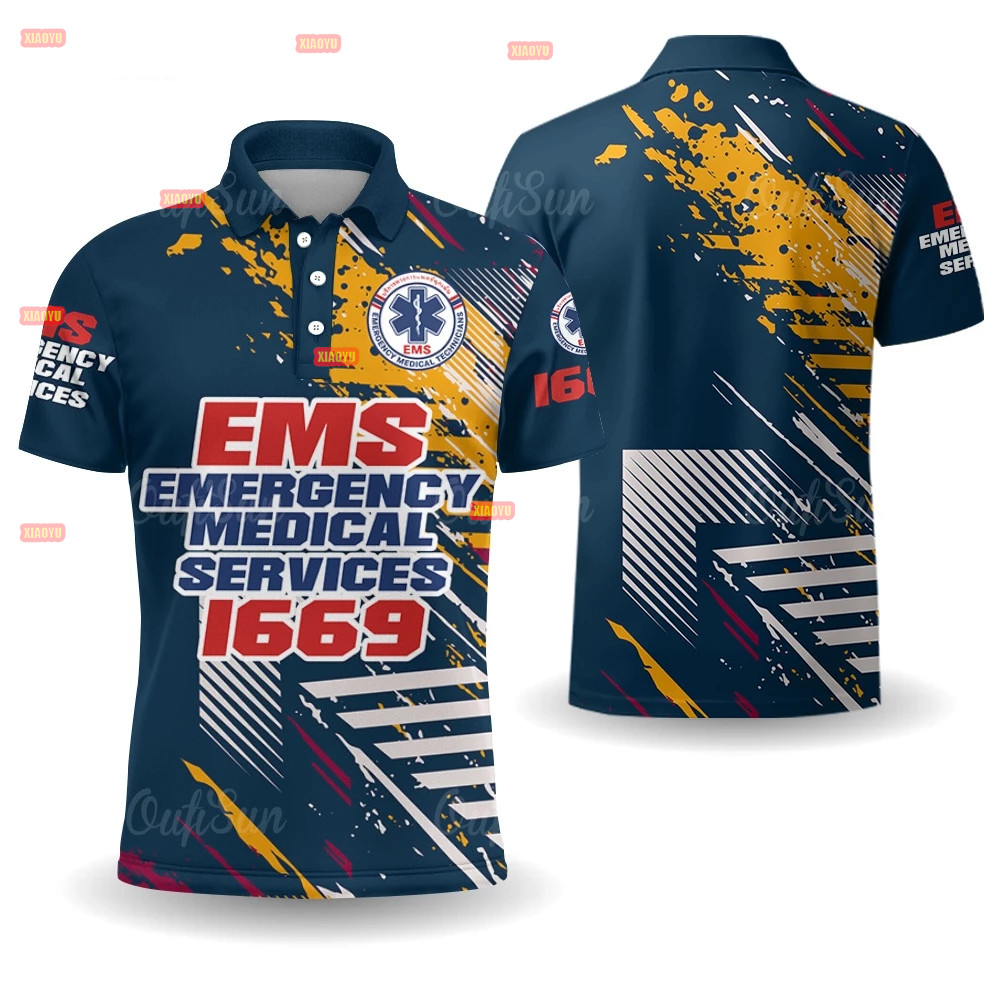 เสื้อพิมพ์ลายคอปก EMS 1669 เสื้อสวยออกใหม่ใส่แล้วพร้อมออกไปปฏิบัติงาน,เสื้อโปโลกู้ภัยฉุกเฉินทางการแพ