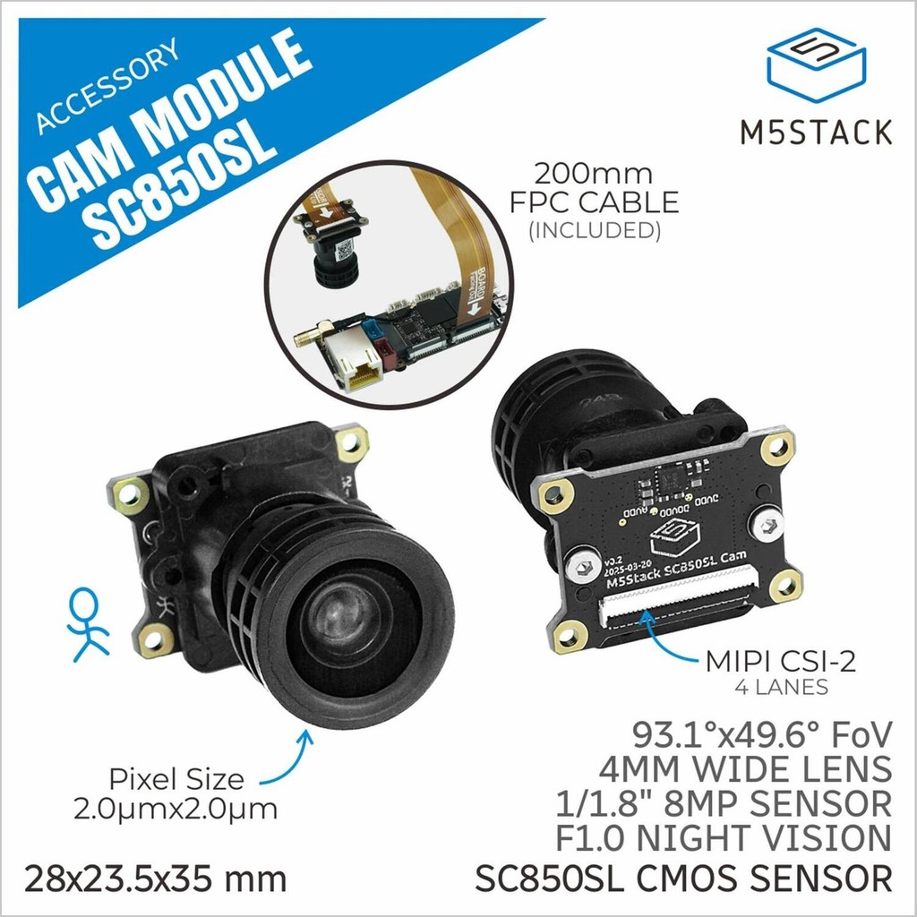 M5Stack โมดูลกล้องอย่างเป็นทางการ 8MP สําหรับ LLM630 Kit (SC850SL)